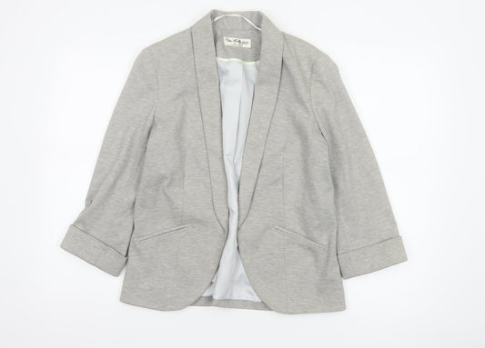 Miss Selfridge Women Grey UK 10 Stretch Tailored Shawl Blazer