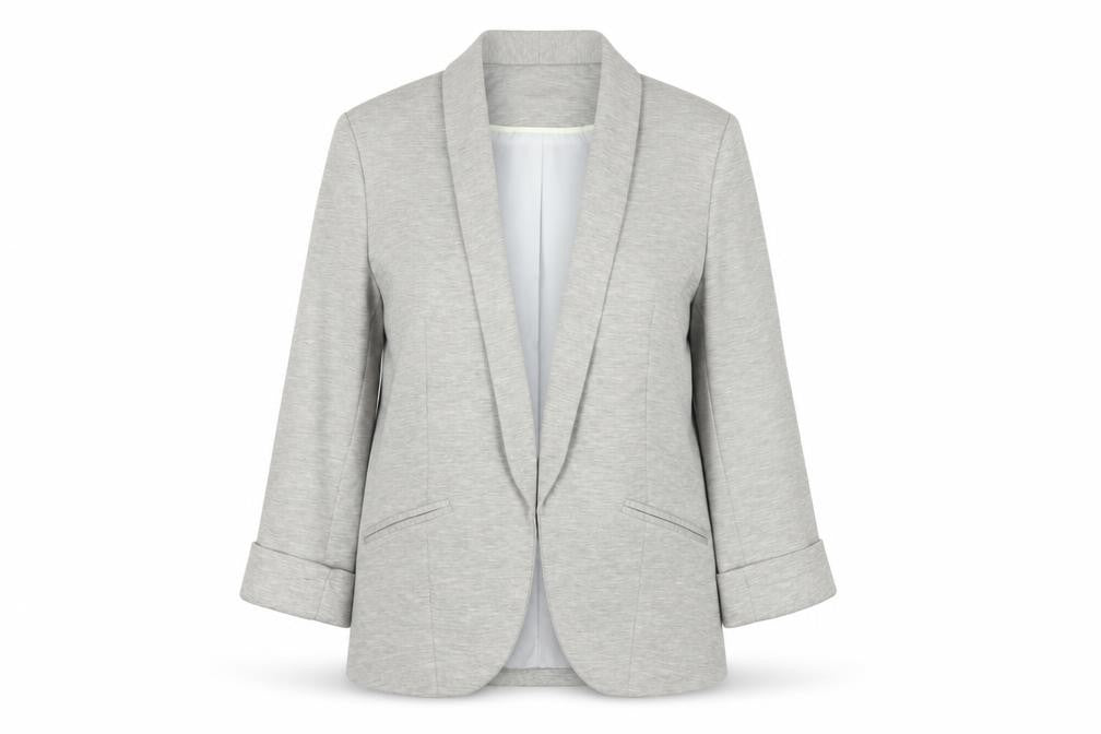 Front view of Miss Selfridge Women Grey UK 10 Stretch Tailored Shawl Blazer