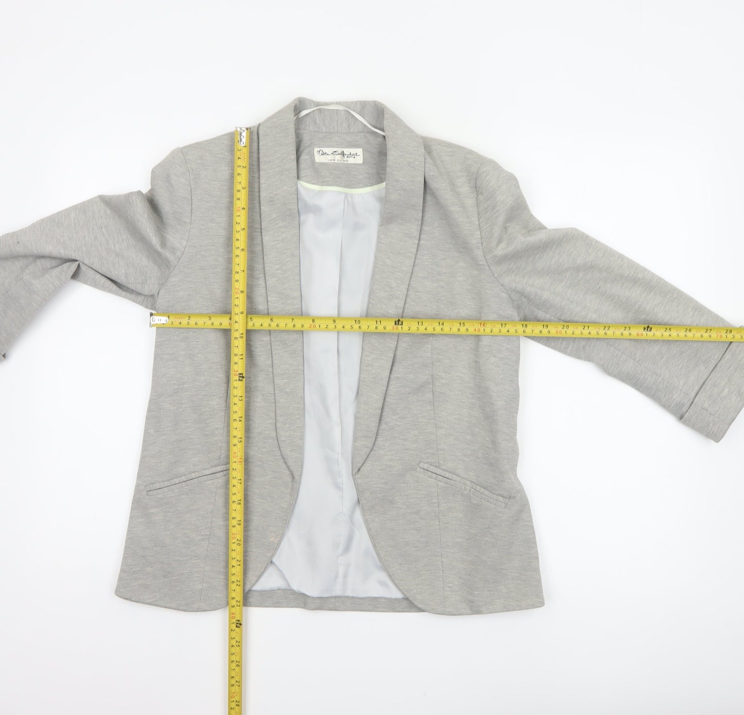 Miss Selfridge Women Grey UK 10 Stretch Tailored Shawl Blazer