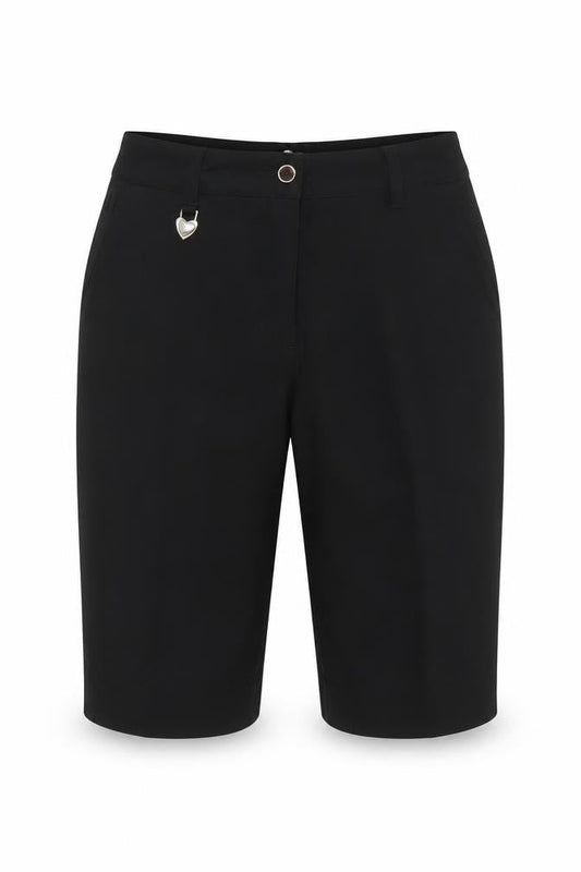 Daily Women Black UK 10 Bermuda Smart Stretch Shorts Heart Charm