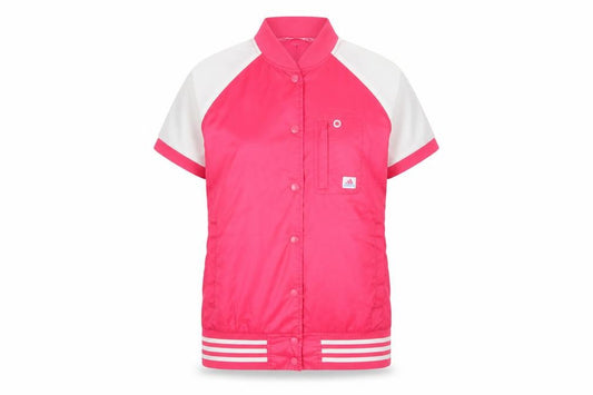 Adidas Women Pink White UK 12 Bomber Jacket Short Sleeve Clima