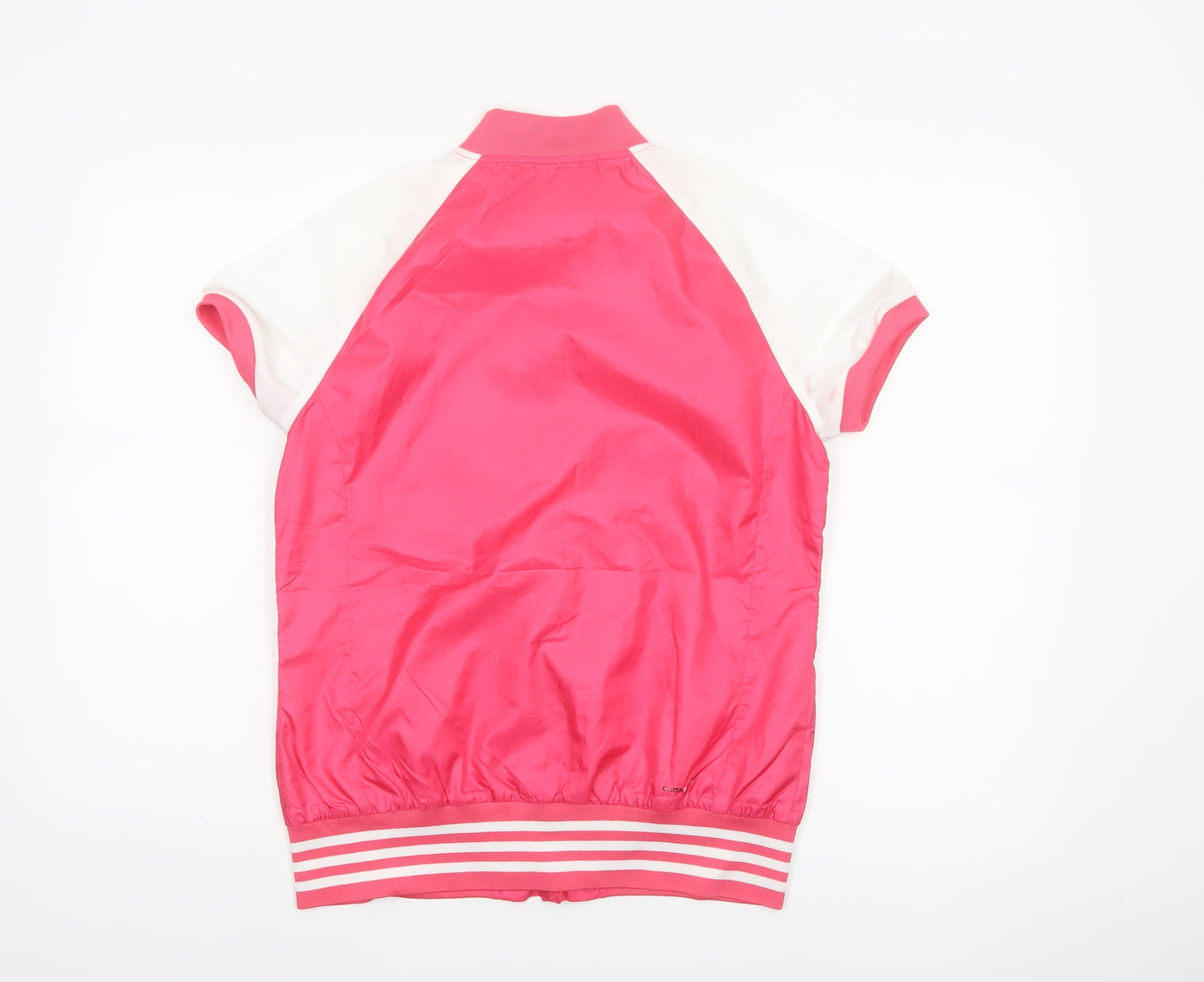 Adidas Women Pink White UK 12 Bomber Jacket Short Sleeve Clima