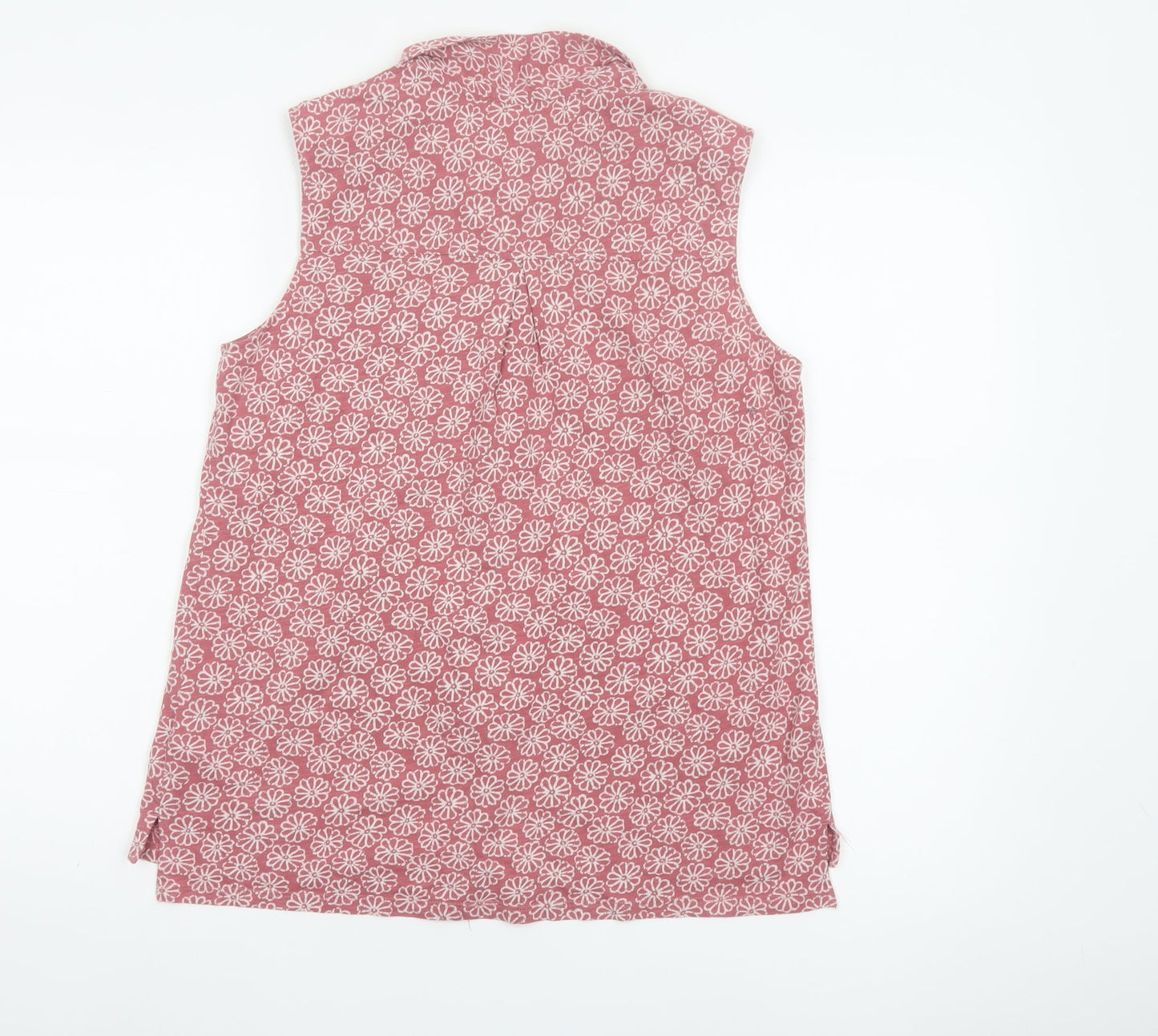 White Stuff Women’s Pink Floral Sleeveless Button-Up Blouse UK 12