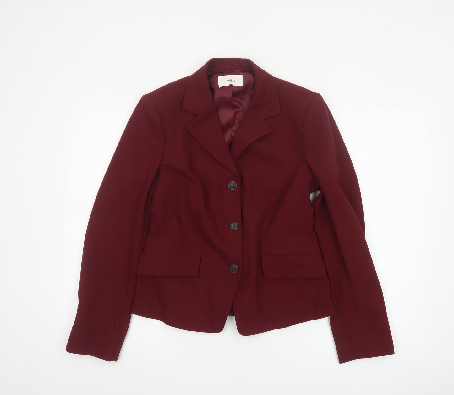 Marks and Spencer Women Red UK 10 Tailored Lined 3 Button Blazer