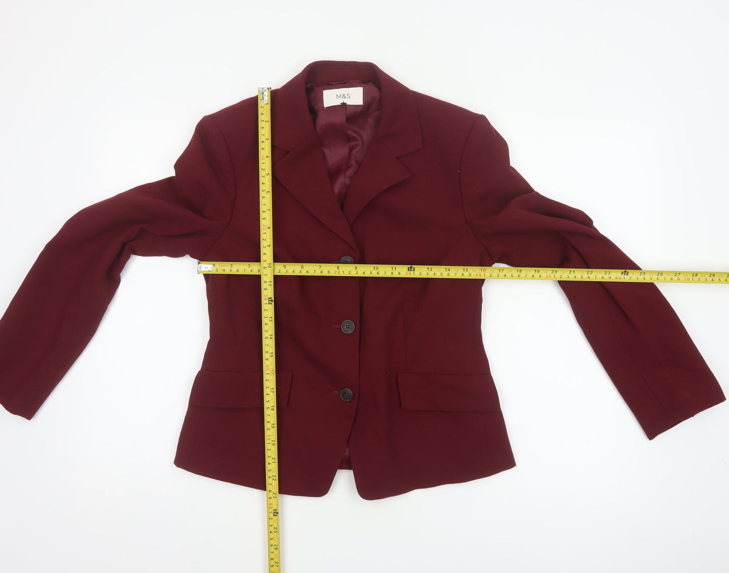 Marks and Spencer Women Red UK 10 Tailored Lined 3 Button Blazer