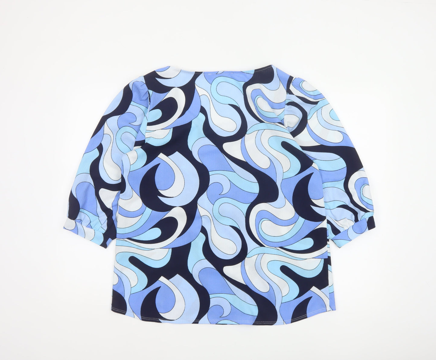 Very Women’s Blue Geometric Print Button Blouse Size 16 3/4 Sleeve