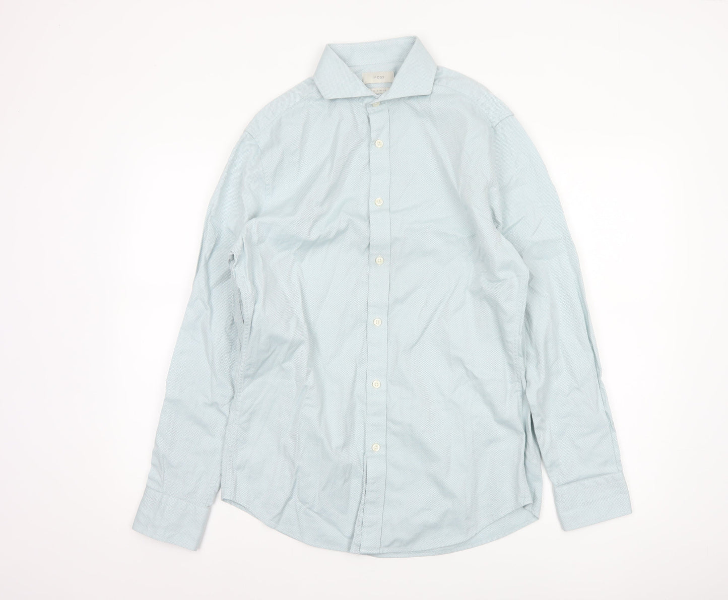 Moss Men’s Blue 15.5 Slim Fit Cotton Long Sleeve Formal Shirt