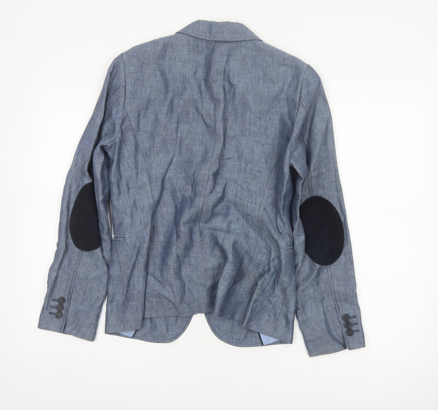 GANT Women’s Blue UK 10 Linen Herringbone Tailored Blazer