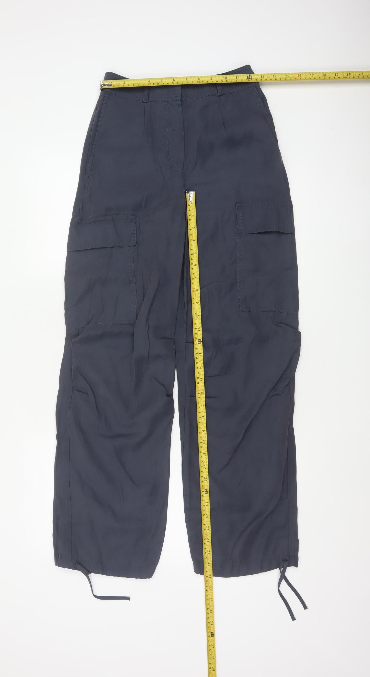 Marks & Spencer Women's Blue UK 6 Regular Cargo Trousers Pockets