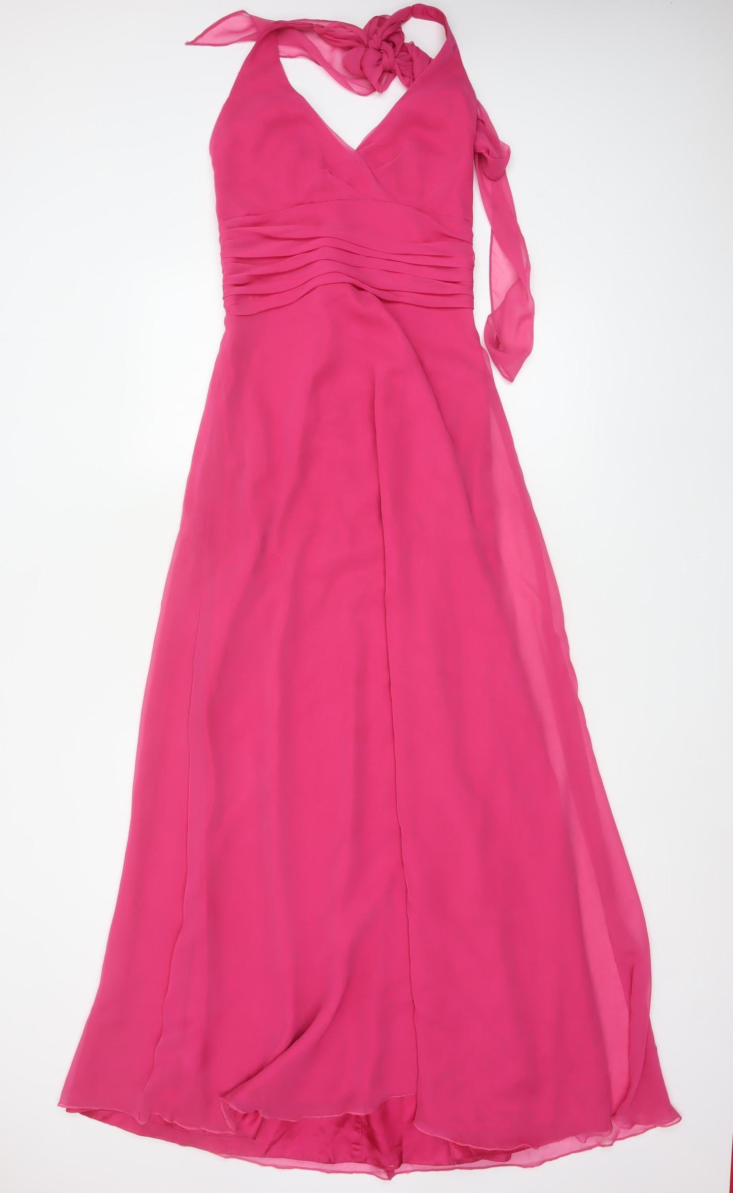 Jim Hjelm Women Pink UK 6 Maxi Chiffon Halter Formal Occasion Dress