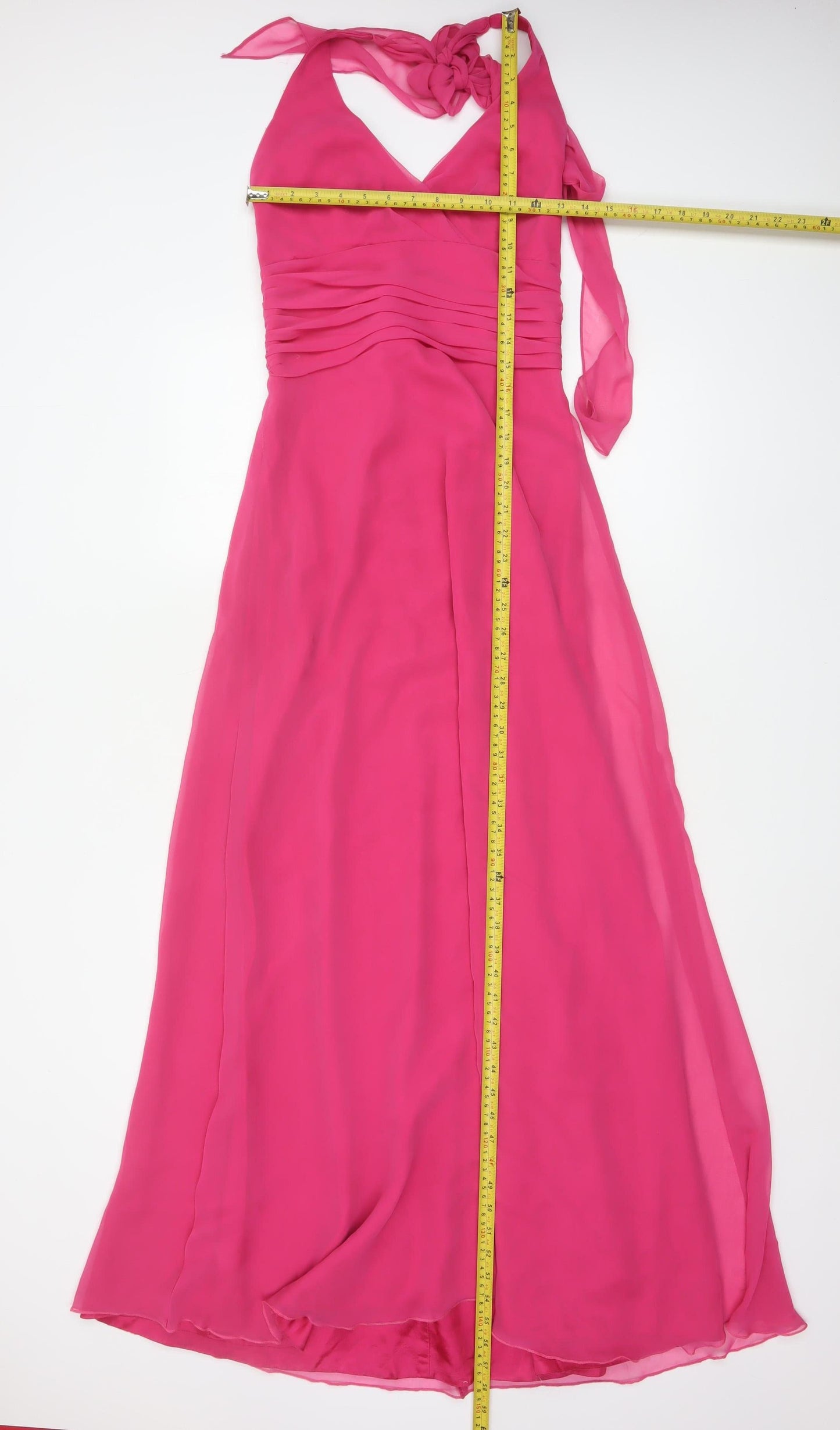 Jim Hjelm Women Pink UK 6 Maxi Chiffon Halter Formal Occasion Dress