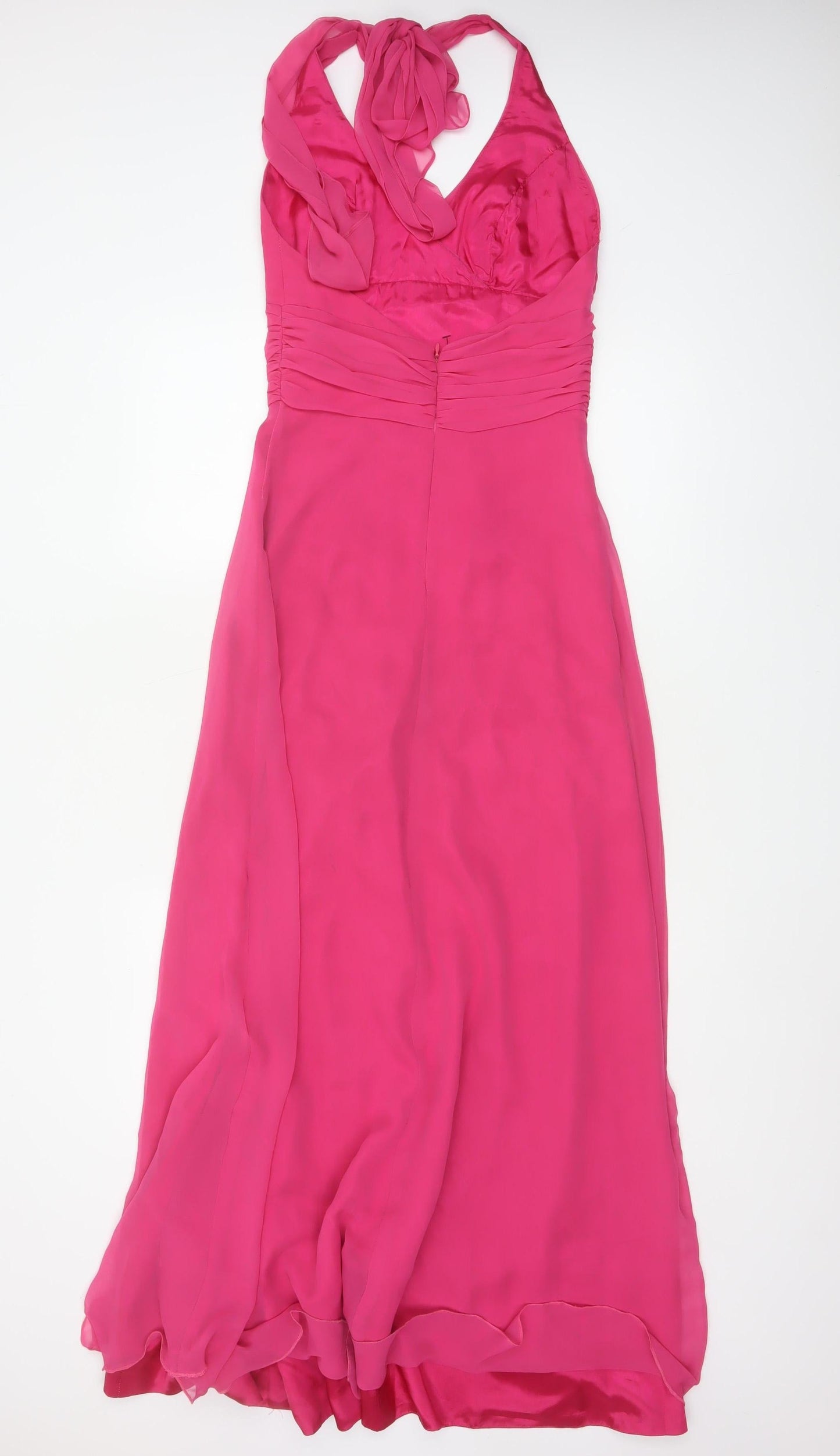 Jim Hjelm Women Pink UK 6 Maxi Chiffon Halter Formal Occasion Dress