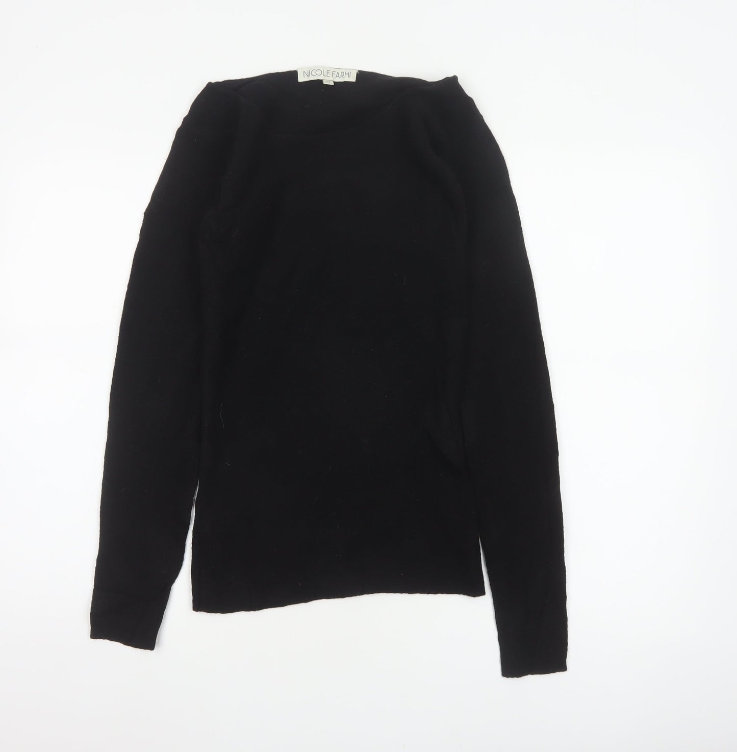 Nicole Farhi Women Black M Wool Blend Round Neck Knit Jumper