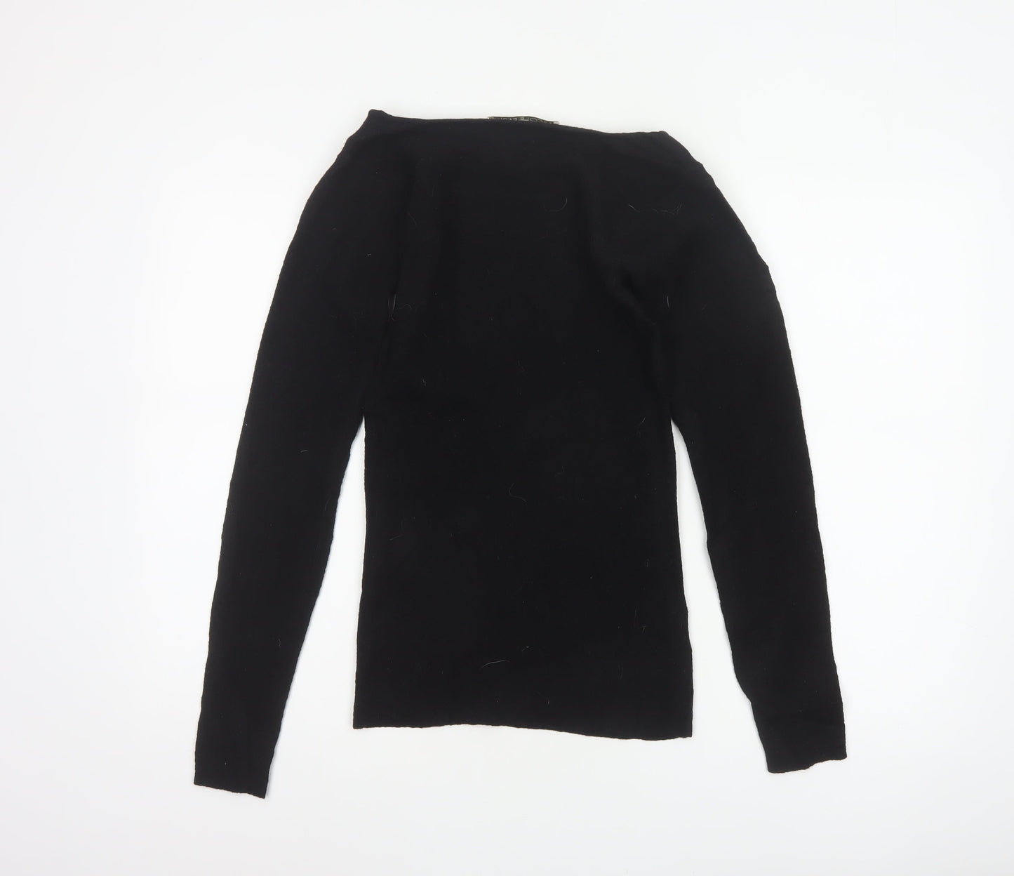 Nicole Farhi Women Black M Wool Blend Round Neck Knit Jumper