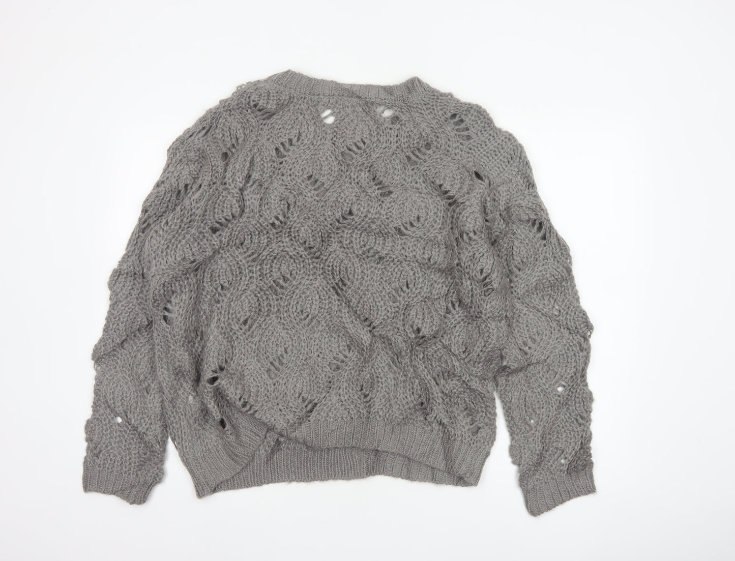 Marfinno Women’s Grey L Cable Knit Beaded Crew Neck Jumper