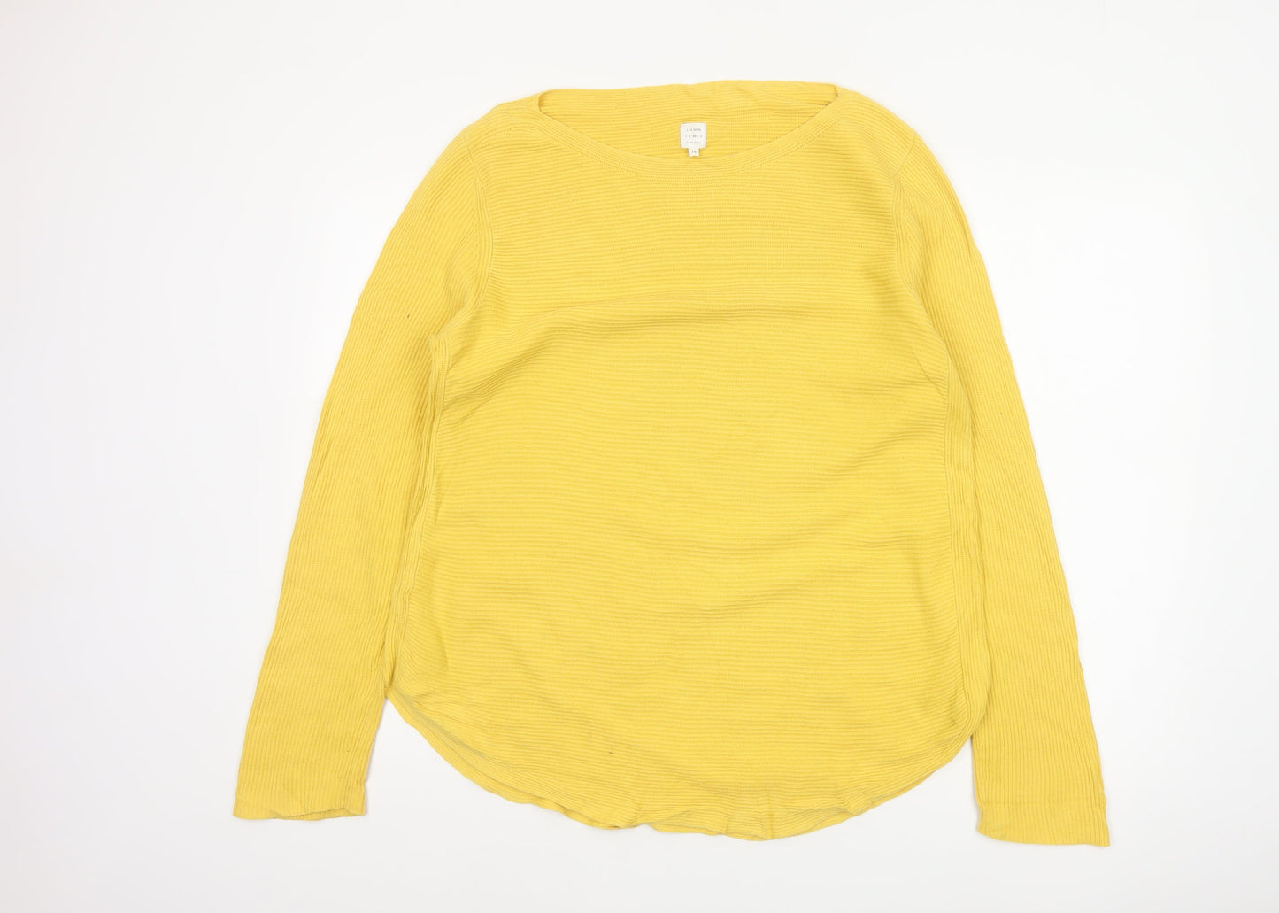 John Lewis Women Yellow Cotton Knit Pullover Jumper Size 14