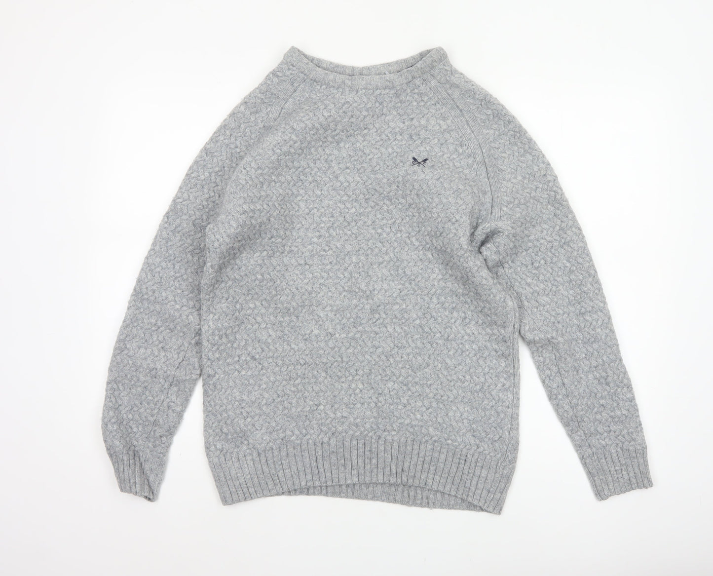 Crew Clothing Company Men's Grey L Cable Knit Lambswool Blend Jumper