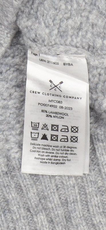 Crew Clothing Company Men's Grey L Cable Knit Lambswool Blend Jumper