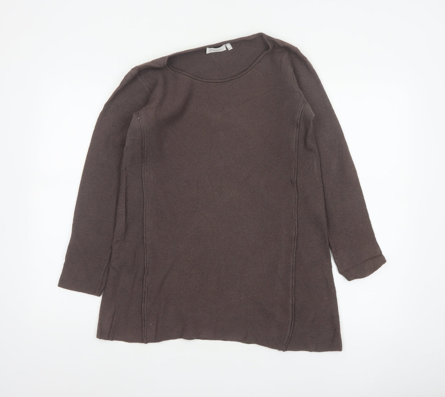 Peter Hahn Women Brown UK 12 Merino Wool Scoop Neck Tunic Jumper