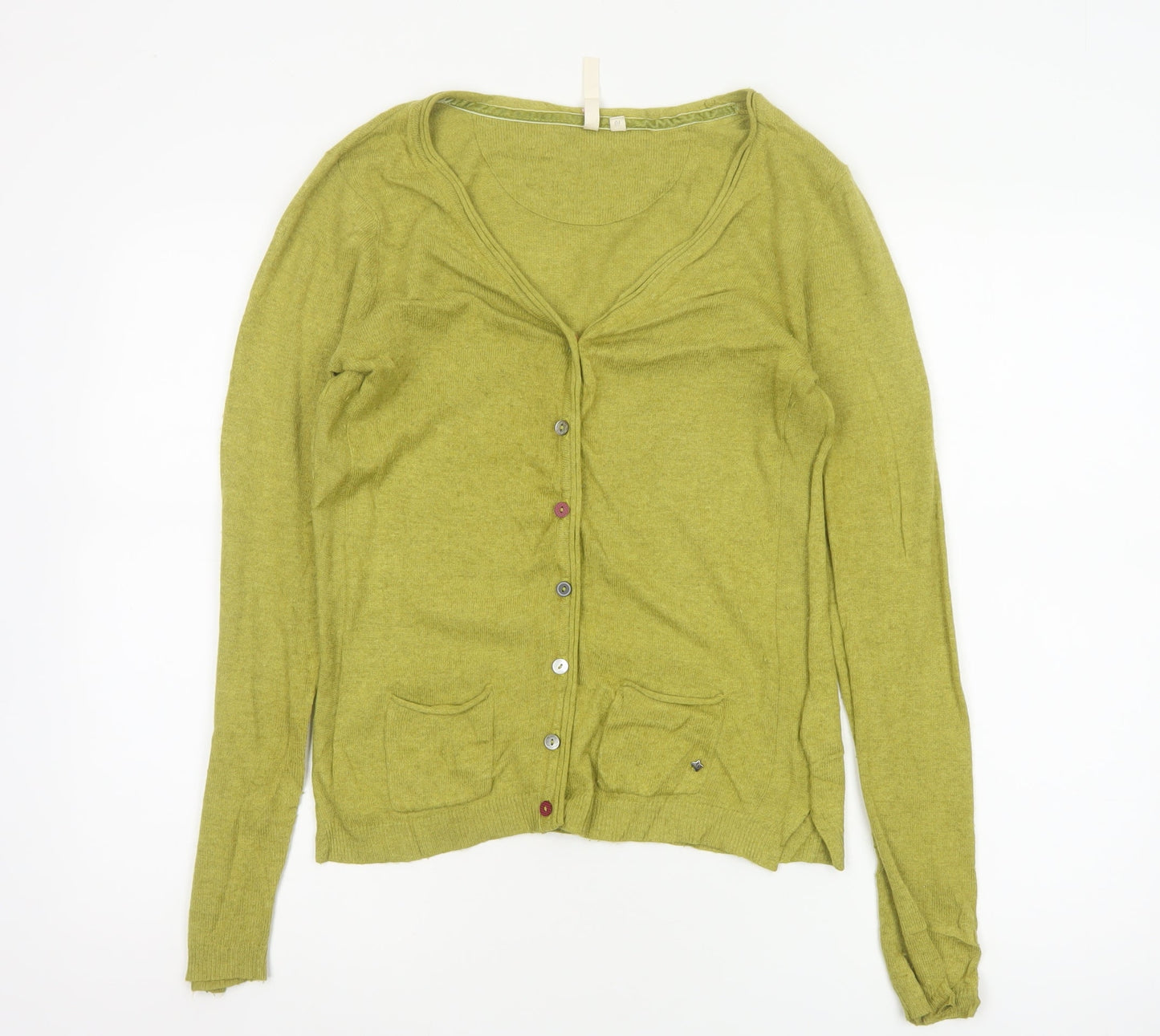White Stuff Women’s Green Size 10 V-Neck Button Knit Cardigan Pockets