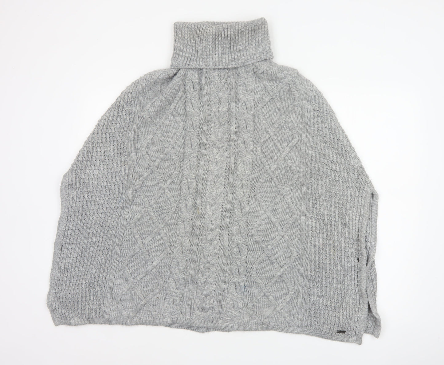 Barbour Women Grey Size S Cable Knit Roll Neck Court Cape