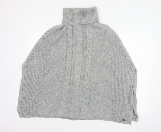 Barbour Women Grey Size S Cable Knit Roll Neck Court Cape