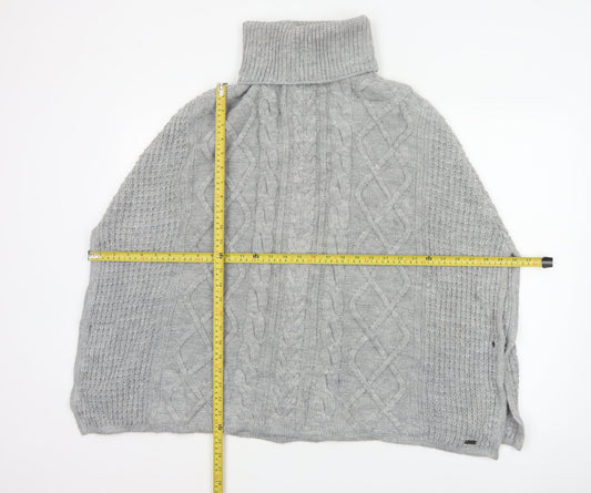 Barbour Women Grey Size S Cable Knit Roll Neck Court Cape