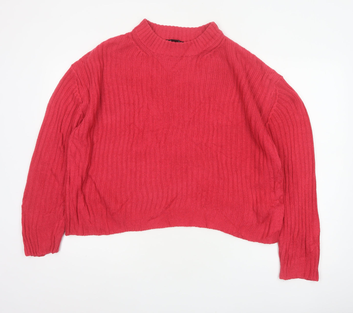 Esmara Women Red UK 12 Cable Knit Mock Neck Pullover Jumper