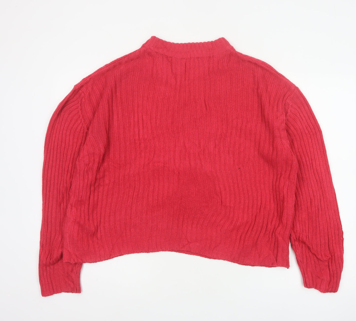 Esmara Women Red UK 12 Cable Knit Mock Neck Pullover Jumper