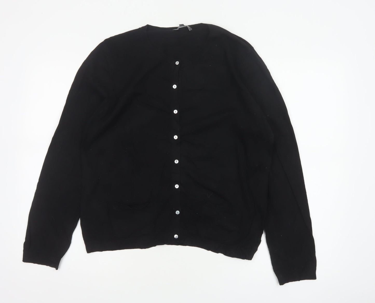 Laura Ashley Women’s Black UK 16 V-Neck Button Knit Cardigan