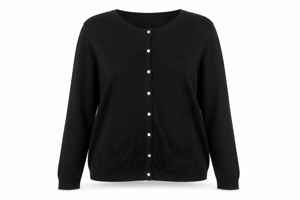 Laura Ashley Women’s Black UK 16 V-Neck Button Knit Cardigan