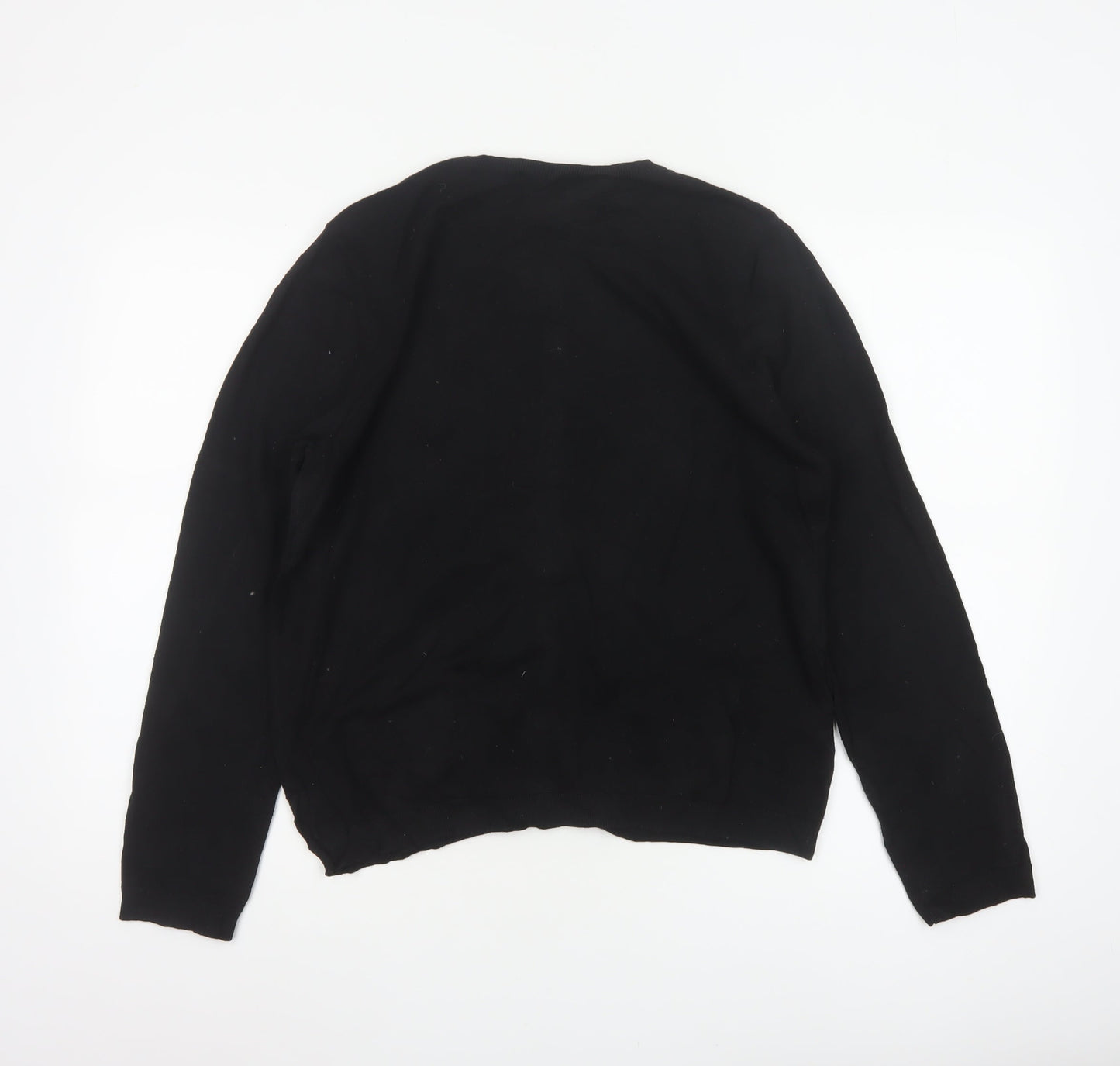 Laura Ashley Women’s Black UK 16 V-Neck Button Knit Cardigan