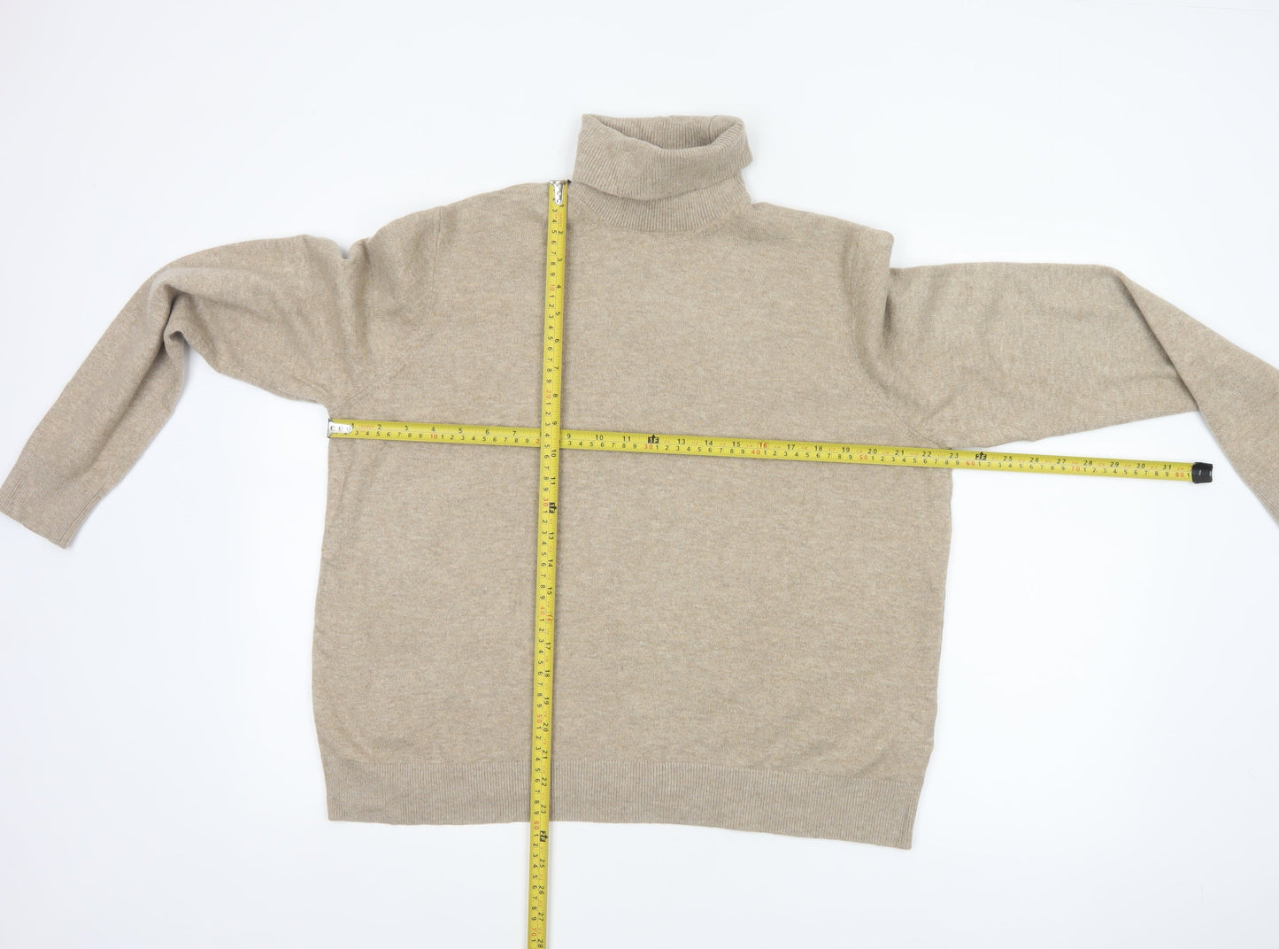 Marks & Spencer Women’s Beige L Roll Neck Knit Pullover Jumper