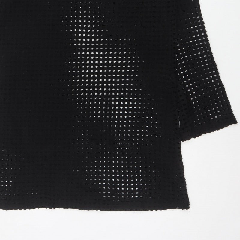 Mango Women Black UK 12 Crochet Knit Shift Dress Bell Sleeve