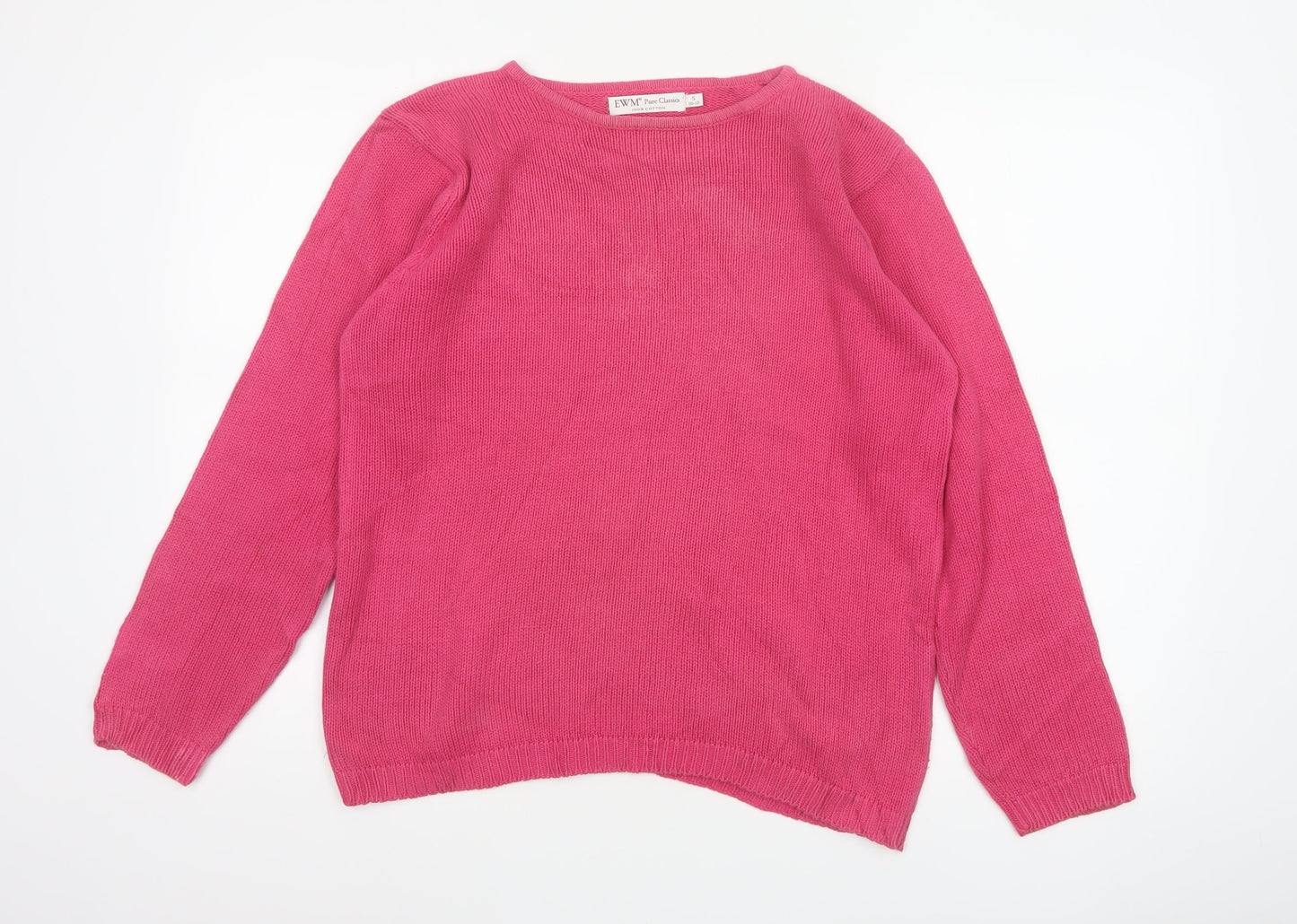 EWM Women Pink UK 10-12 Cotton Crew Neck Raglan Sleeve Jumper