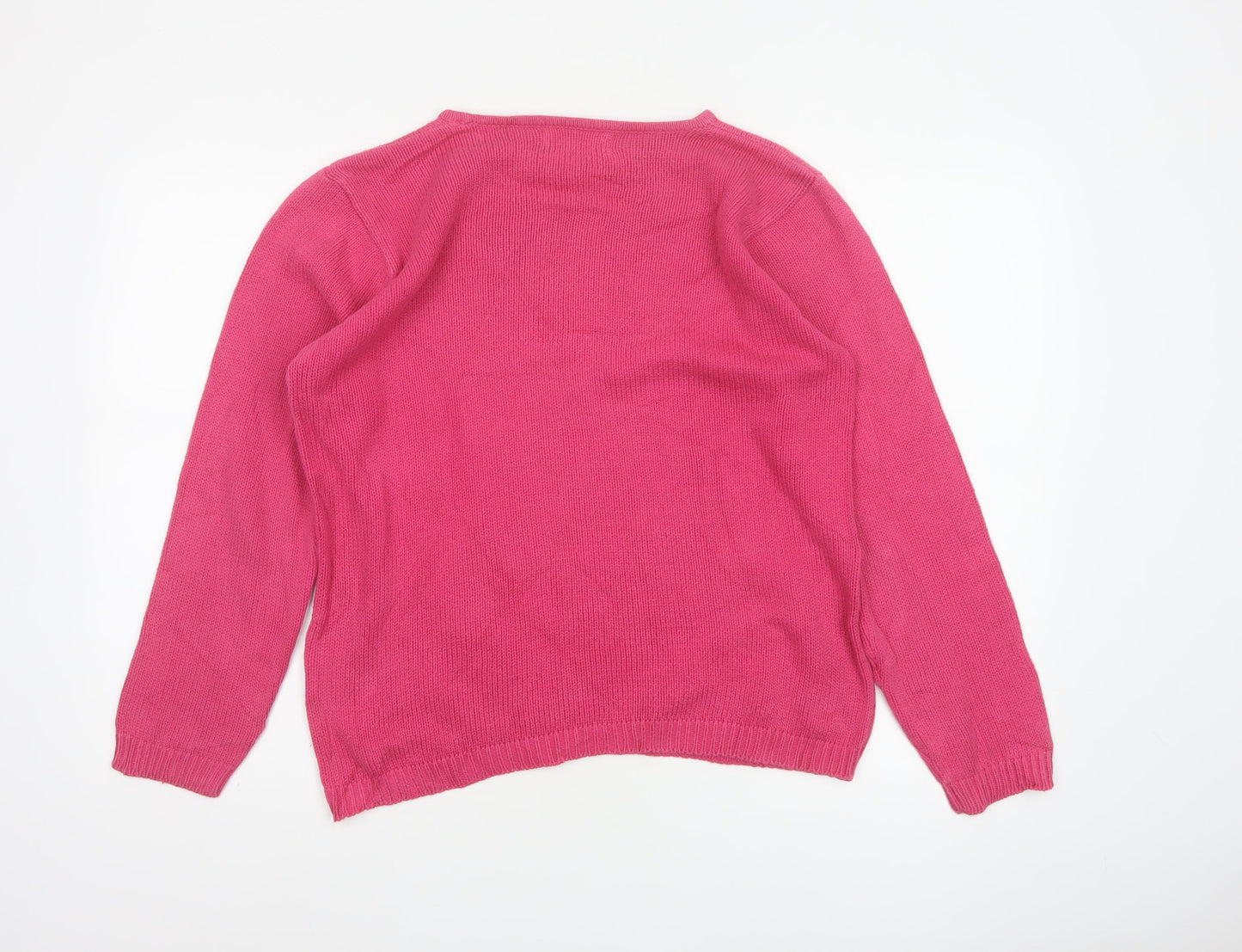 EWM Women Pink UK 10-12 Cotton Crew Neck Raglan Sleeve Jumper