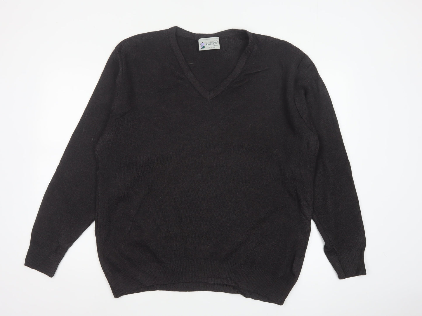 Balmoral Knitwear Men’s Black 2XL V-Neck Wool Blend Pullover Jumper