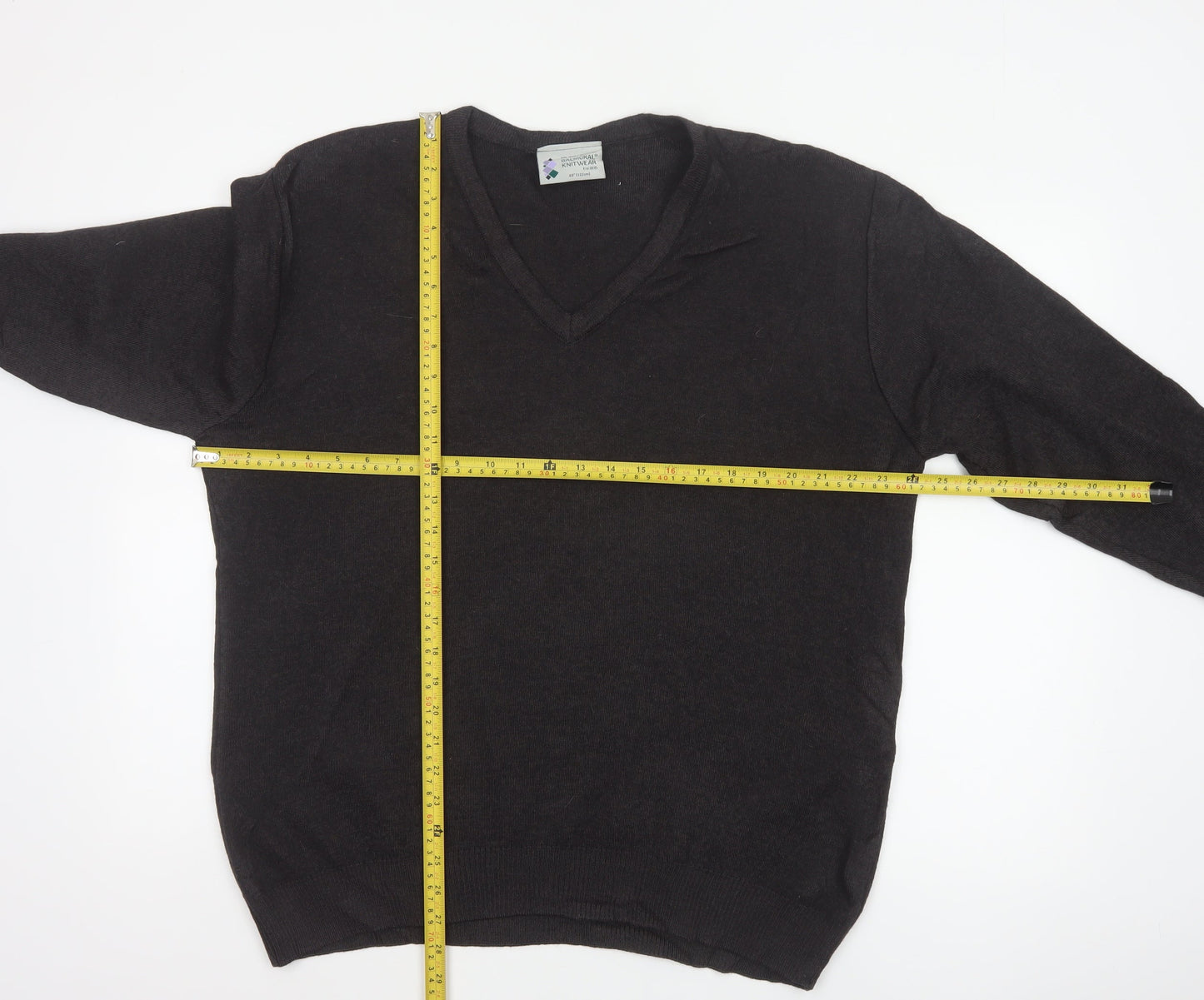 Balmoral Knitwear Men’s Black 2XL V-Neck Wool Blend Pullover Jumper