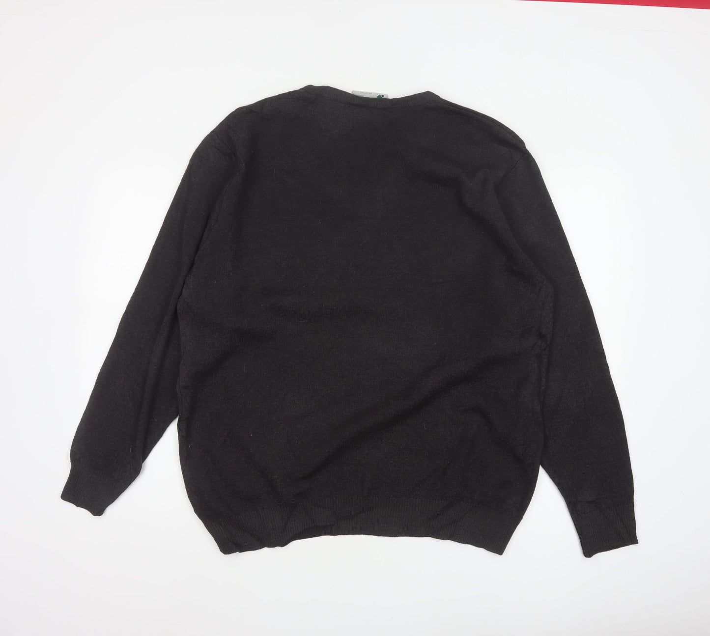 Balmoral Knitwear Men’s Black 2XL V-Neck Wool Blend Pullover Jumper