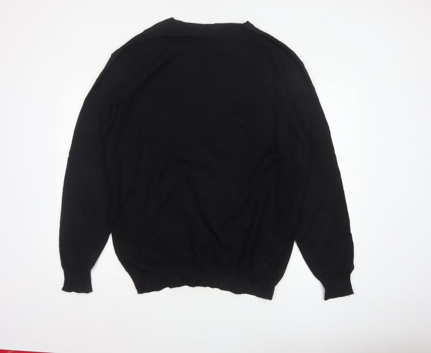 Brook Taverner Men’s Black 2XL Merino Wool Cotton V-Neck Jumper