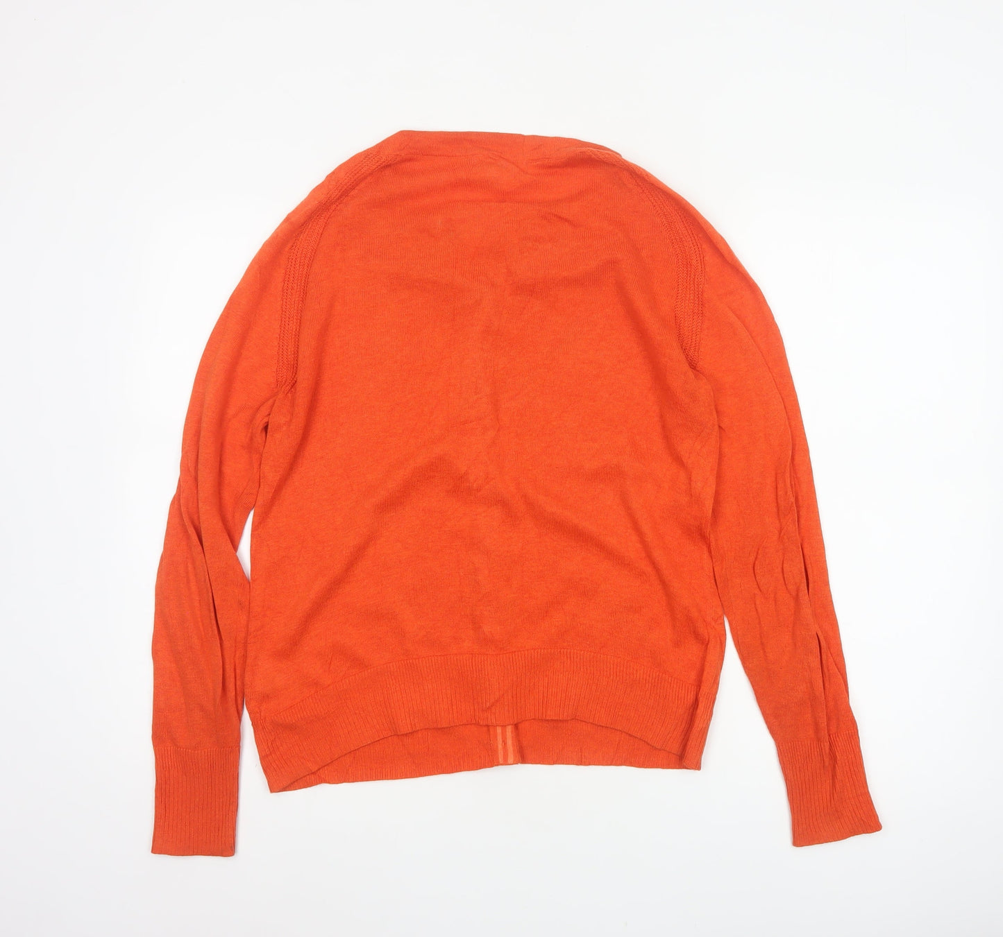 White Stuff Women Orange Cotton Cardigan UK 12 Button Raglan Long Sleeve