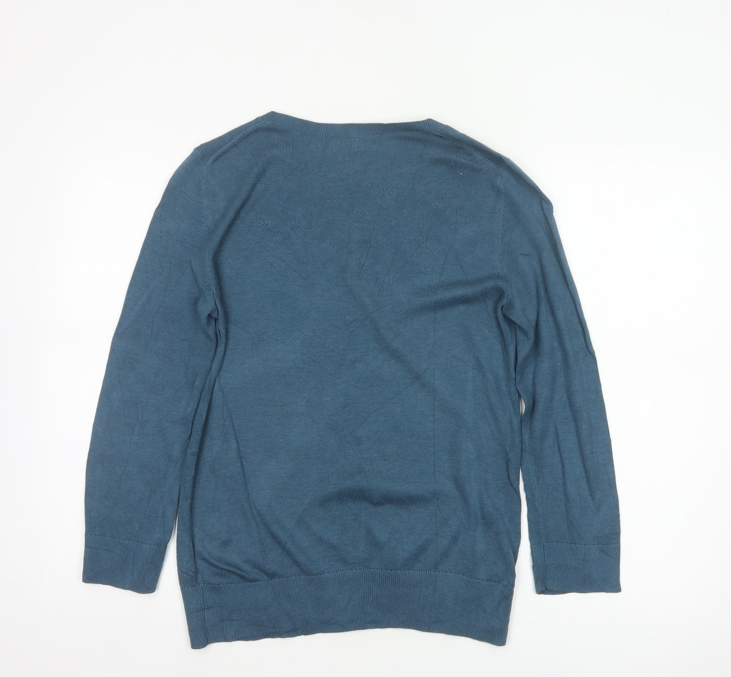 Hobbs NW3 Women’s Blue S Modal Cotton Argyle Knit Crew Neck Jumper