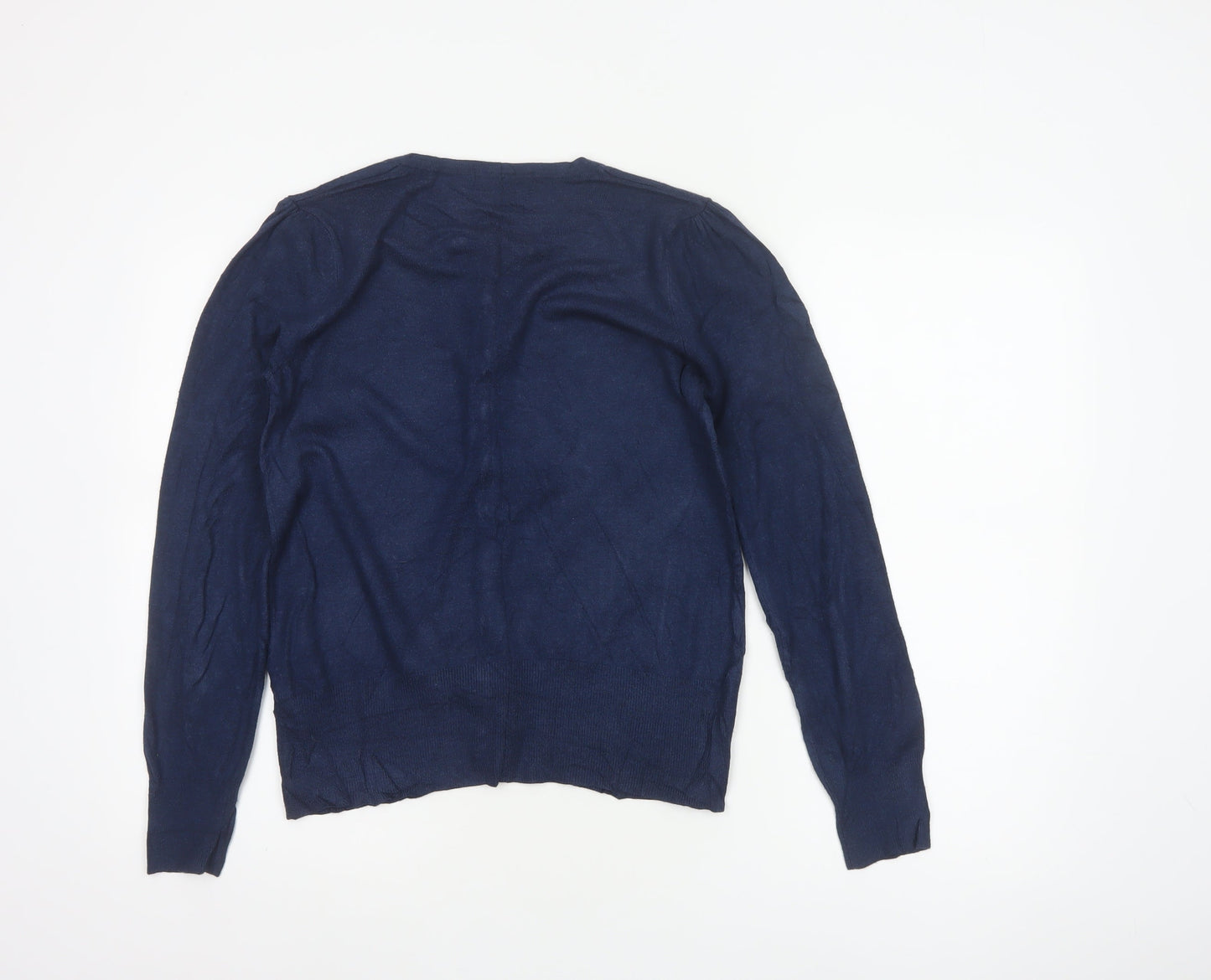 Marks & Spencer Women Blue UK 12 V-Neck Button Cardigan