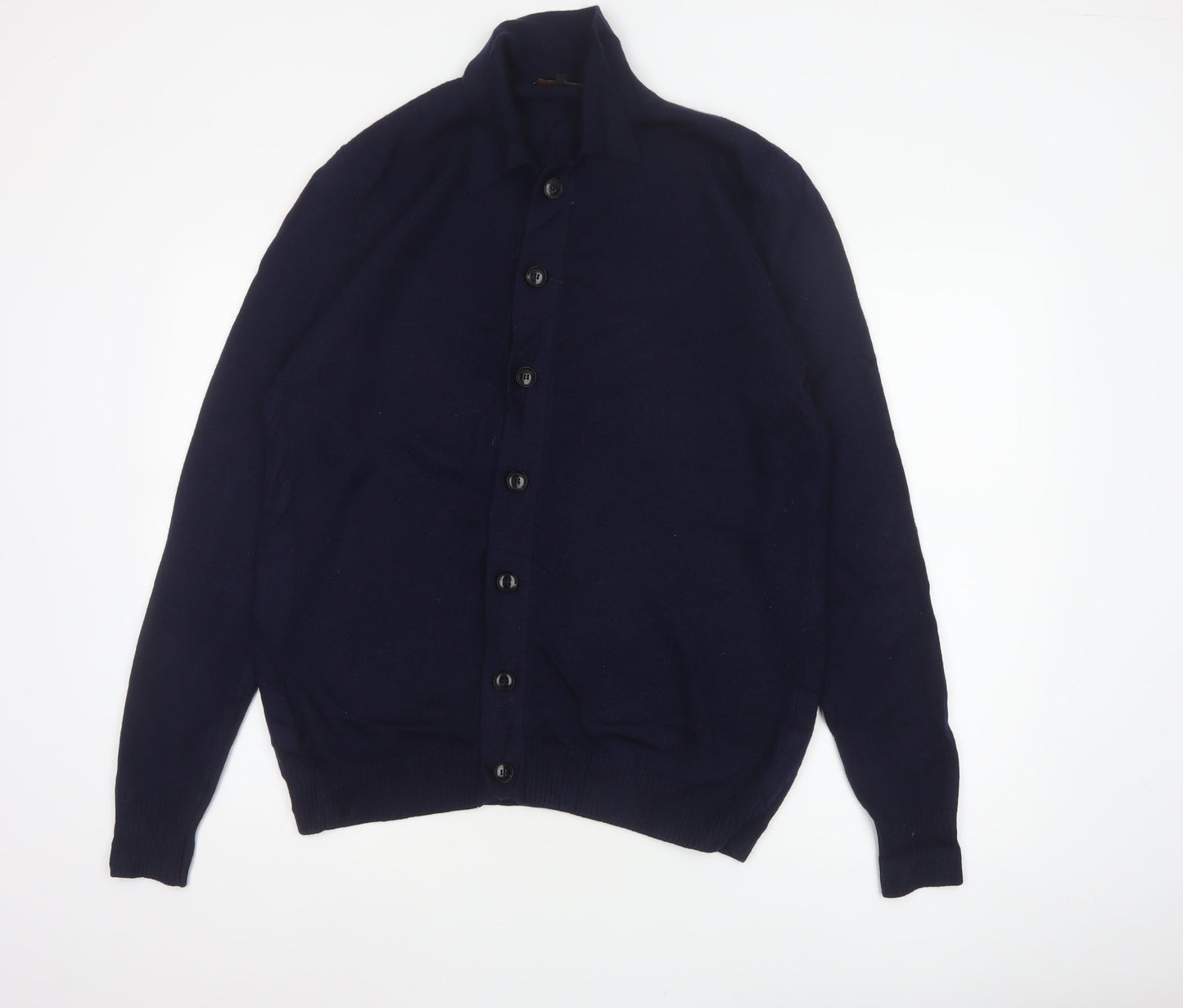 Jaeger Men’s Blue Merino Wool Collared Button Cardigan Large