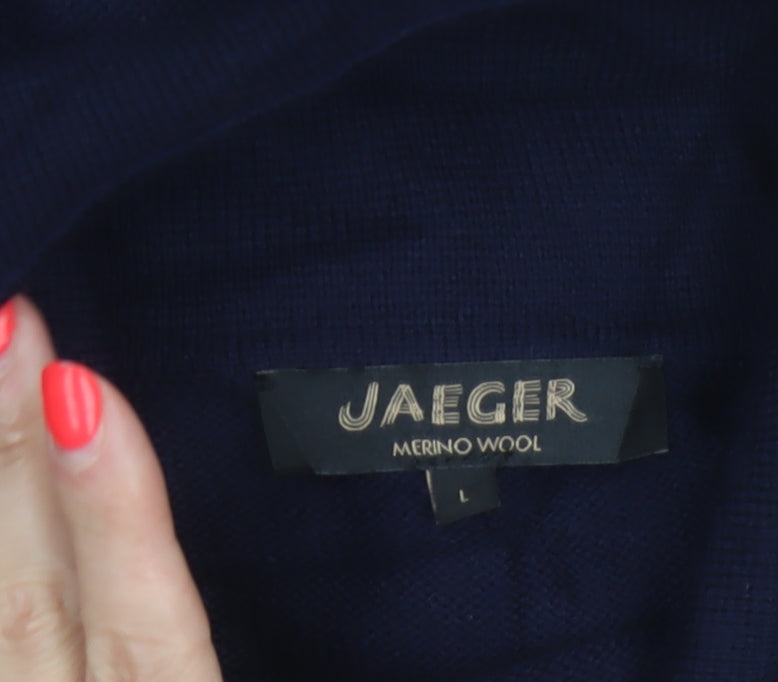 Jaeger Men’s Blue Merino Wool Collared Button Cardigan Large