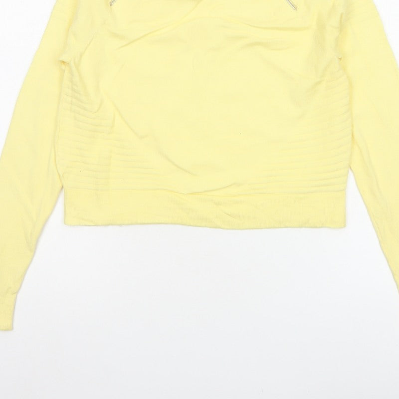 Mohito Women Yellow XS Zip Detail Crew Neck Knit Jumper