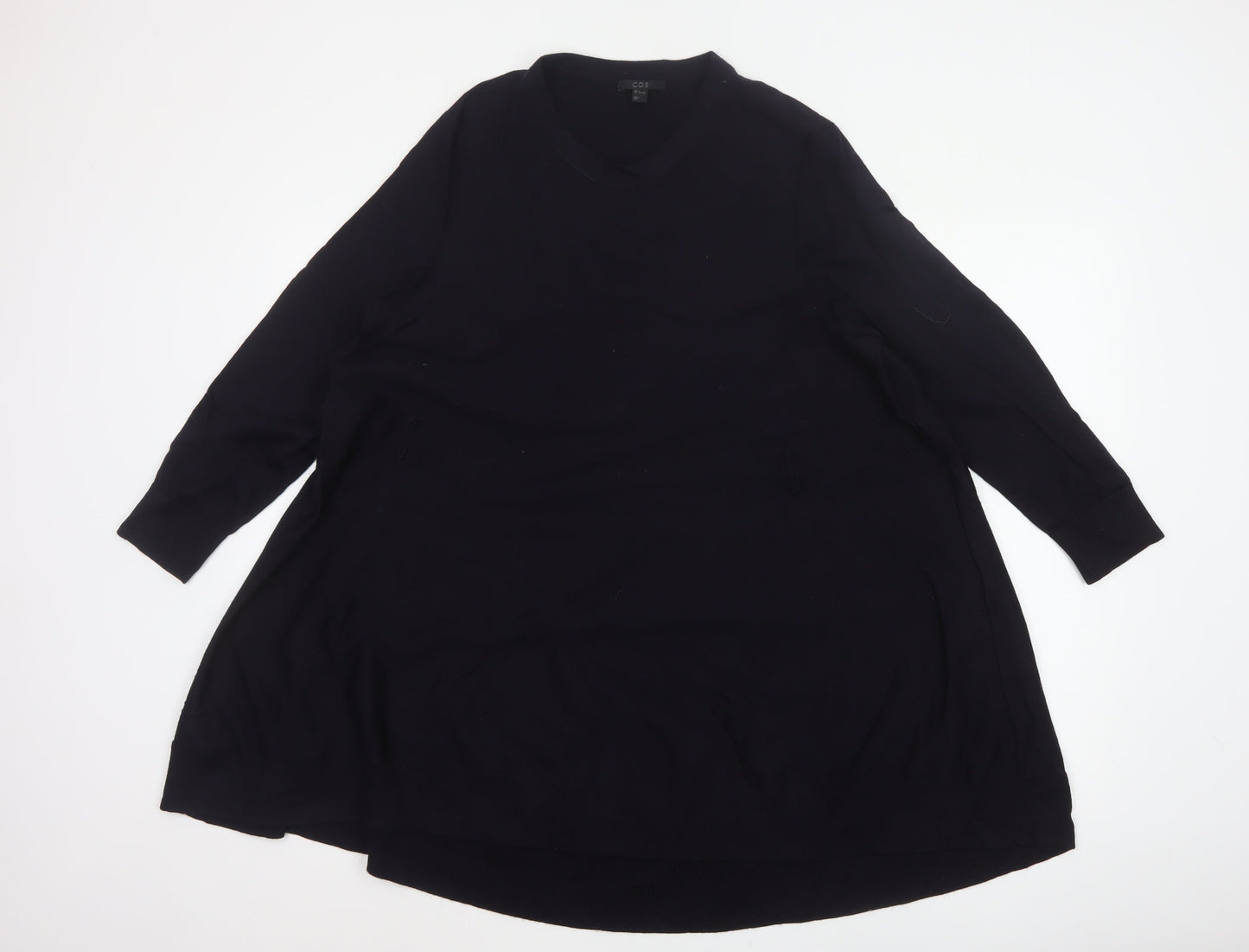 COS Women Black Size 16 Wool Knit Jumper Dress Long Sleeve