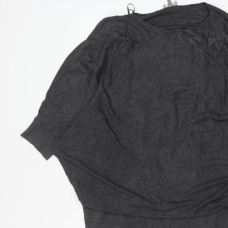 Phase Eight Women Grey Size 14 Batwing Tunic Jumper Boat Neck Knit