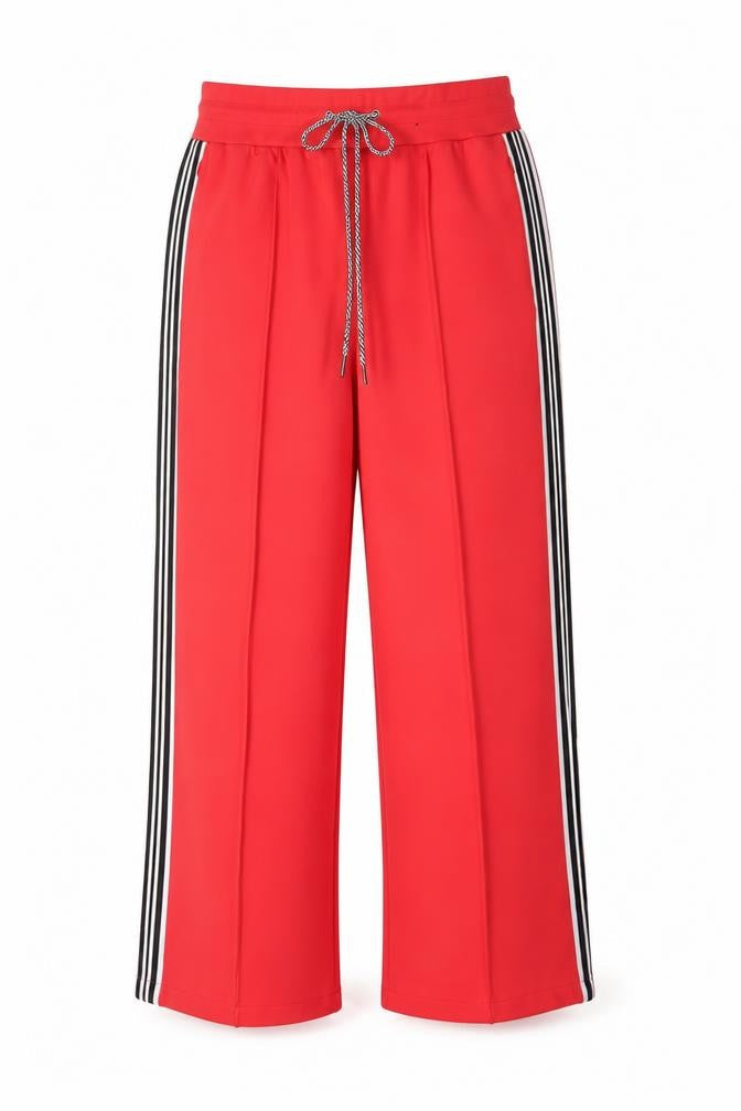 Marks and Spencer Women Red UK 14 Wide-Leg Drawstring Stripe Trousers