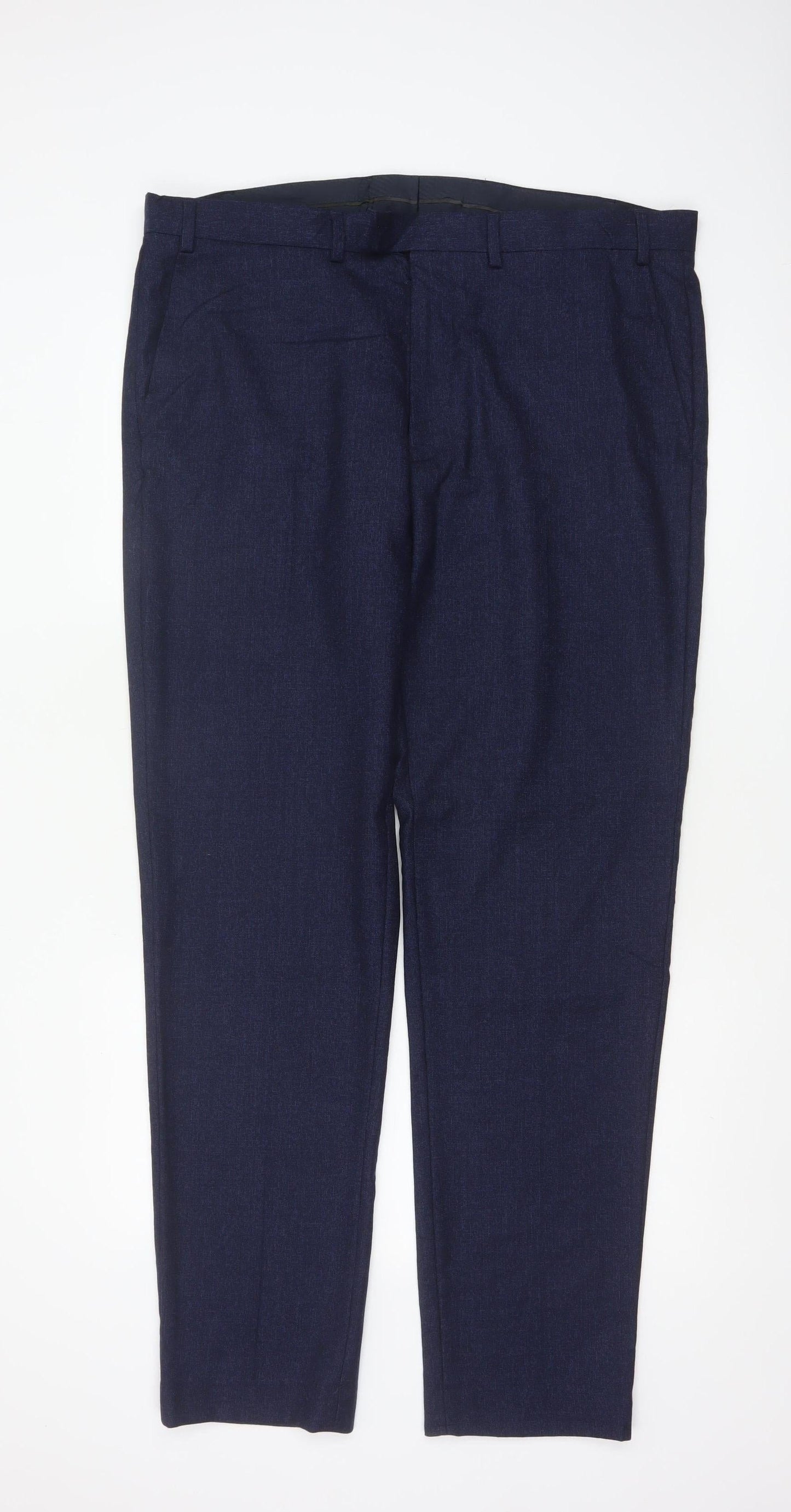M&S Sartorial Men's Blue 38 Long Tailored Fit Wool Dress Trousers